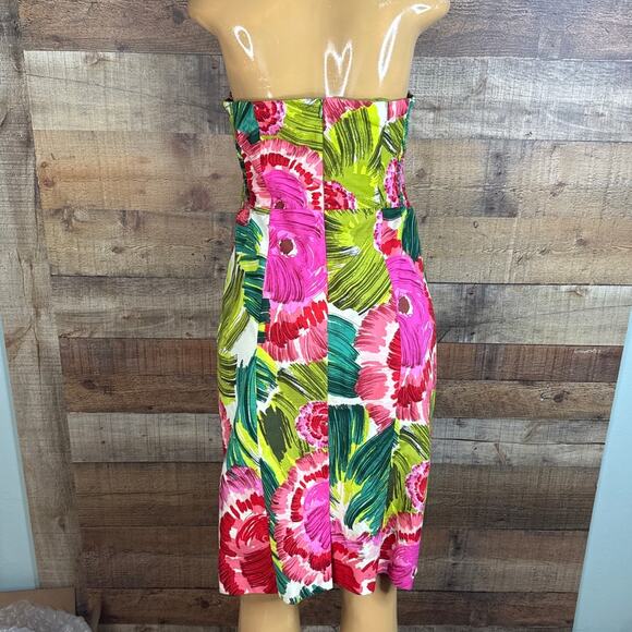 Nanette Lepore Dis Rose Tropical Floral Strapless Sheath Dress Size 10 - Picture 6 of 12